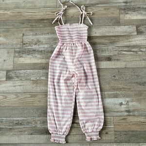 SweetHoney Girls Red Pinstripe Smocked Romper Size 7